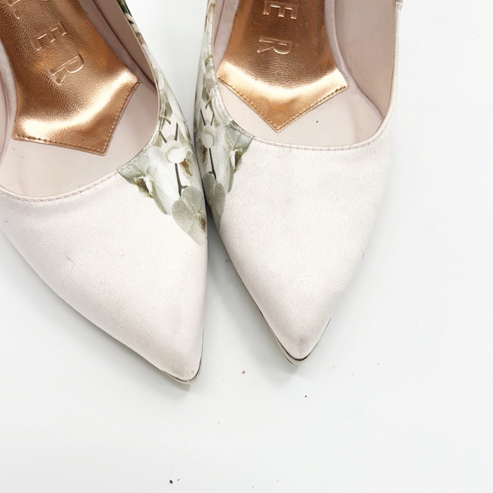 TED BAKER Melnip Floral Print Pumps In Elegant Pink Satin Size 9.5 - Picture 2 of 14